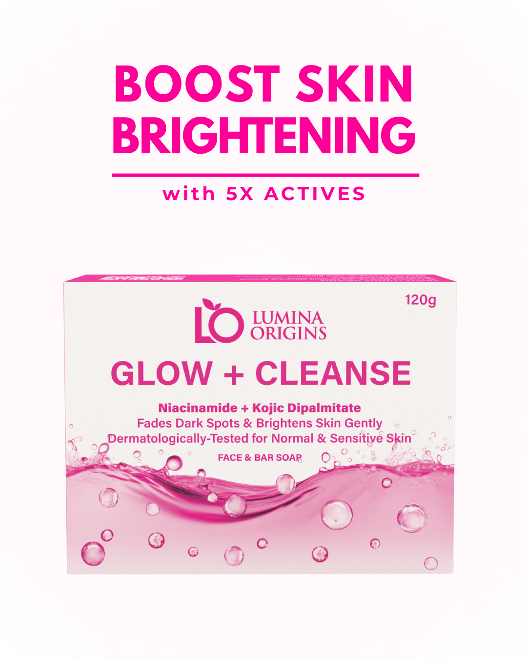 Lumina Origins Glow + Cleanse Brightening Bar Soap with Kojic & Niacinamide – Face & Body 120g