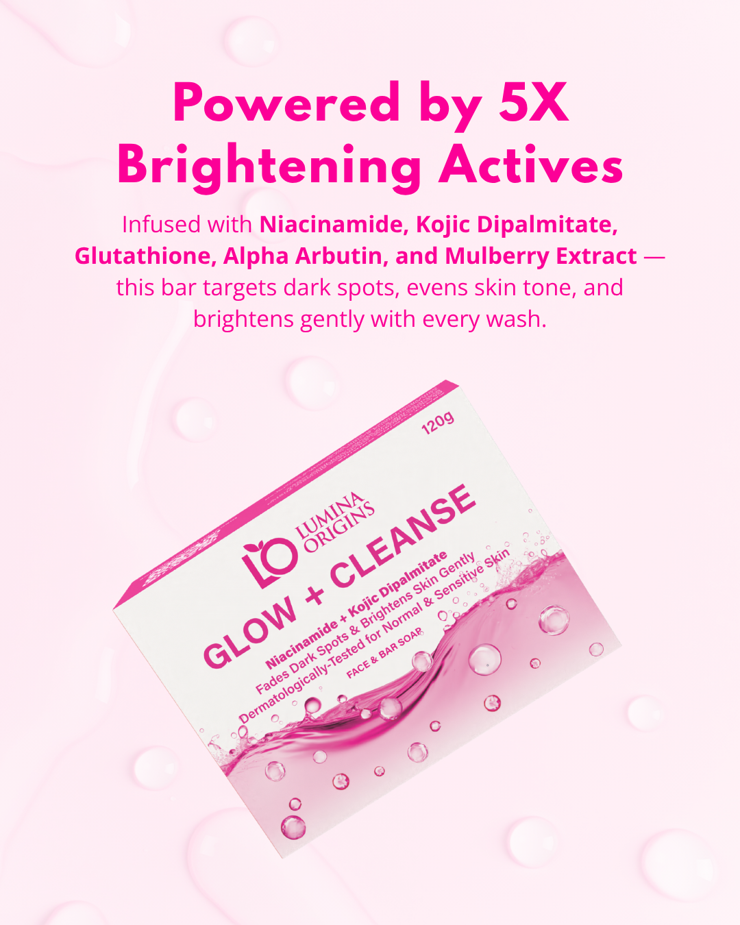 Lumina Origins Glow + Cleanse Brightening Bar Soap with Kojic & Niacinamide – Face & Body 120g