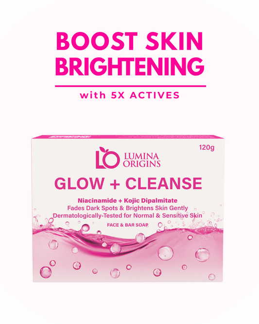 Lumina Origins Glow + Cleanse Brightening Bar Soap with Kojic & Niacinamide – Face & Body 120g